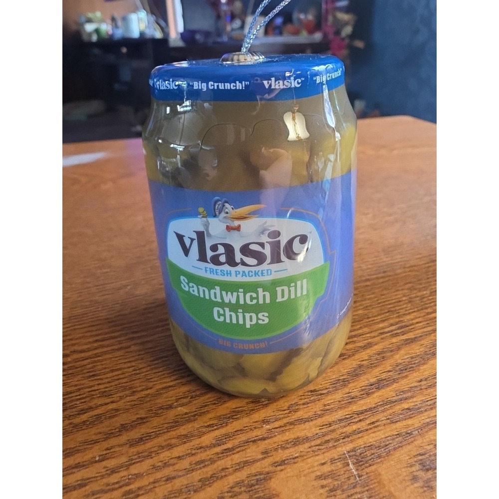 Vlasic Dill Pickle Chips Jar‎ Big Crunch Licensed Holiday Ornament Ruz